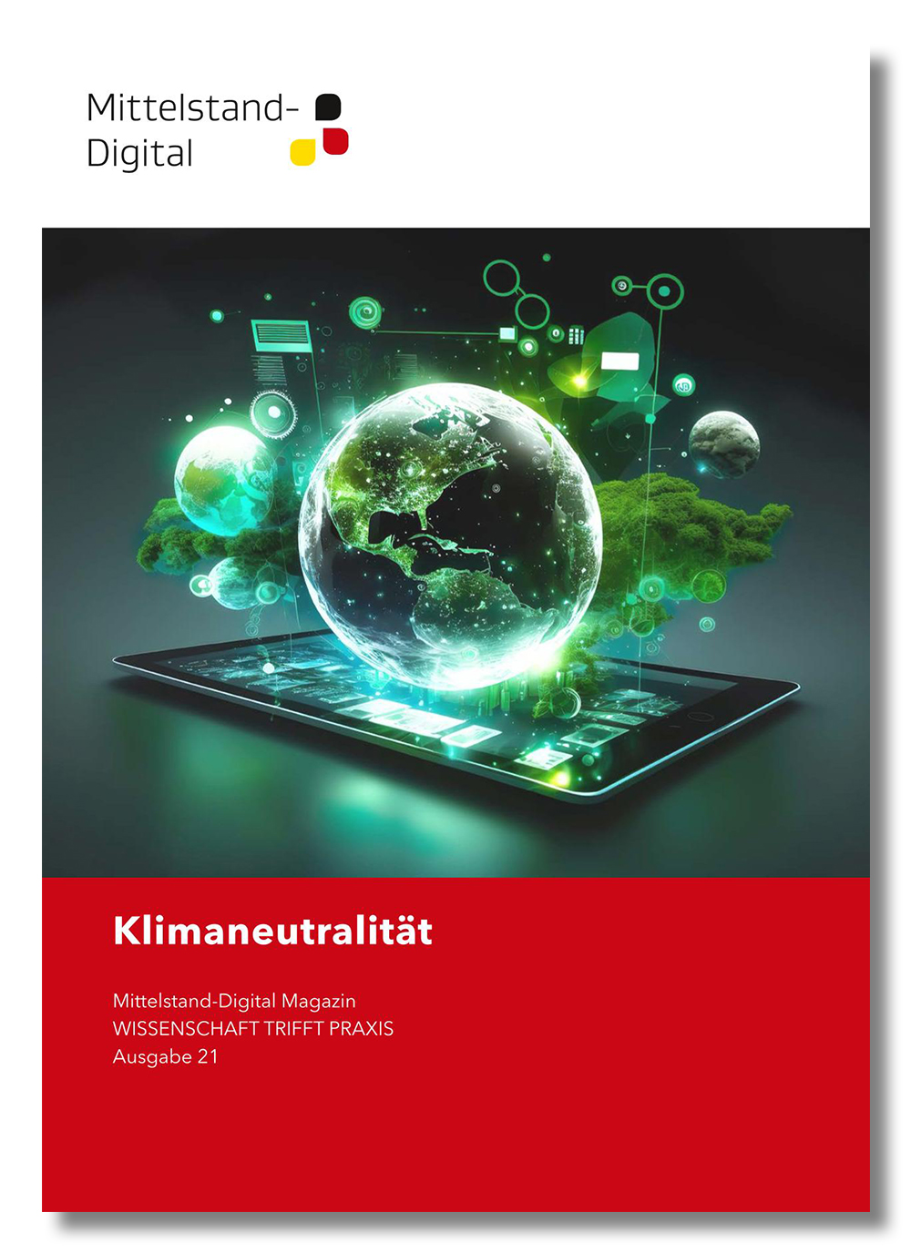 Titelseite des Mittelstand-Digital Magazins zum Thema Klimaneutralität